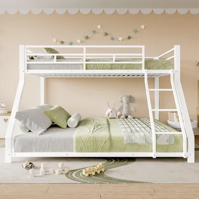 Produktbild von Sweiko Etagenbett 90x200 cm,140x200 cm, Geländer, Stufe, Metall, Weiß,ohne Matratze