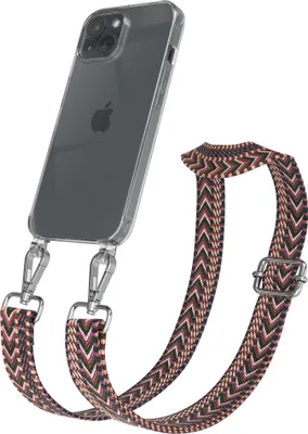 Produktbild von EAZY CASE Handykette - Verstellbarer Trageriemen kompatibel mit Apple iPhone 15, Handykordel mit transparenter Silikon-Hülle, Band in Lila