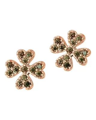 Produktbild von Kleeblatt Ohrringe Damen – 925 Sterling Silber 14K vergoldet – Grüne Zirkonia Ohrstecker – Glücksbringer Schmuck