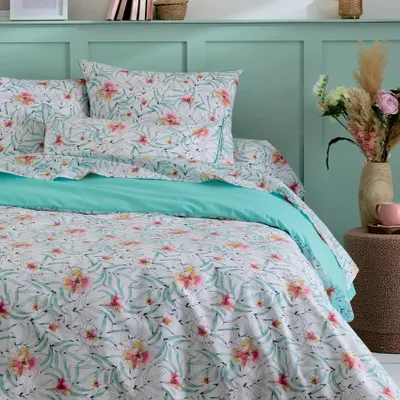 Produktbild von Nackenrollenbezug aus Baumwolle mit exotischem Blumenmotiv
