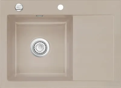 Produktbild von Auflagespüle KeraDomo MERA 70 Fango mit Becken links und Excenterbedienung