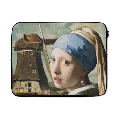 Produktbild von MuchoWow® Laptop Hülle 15 Zoll Das Mädchen mit dem Perlenohrring - Mühle - Vermeer Laptoptasche - Laptoptasche - Sleeve - Rundum-Schutz