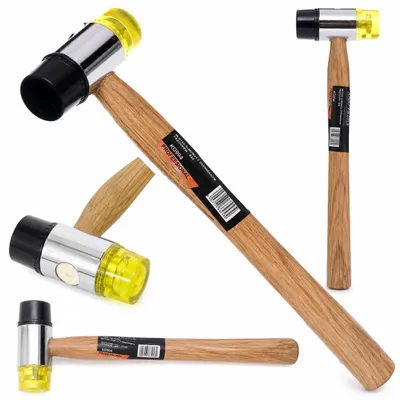 Produktbild von 35-mm-Hammer aus Gummi und Kunststoff mit Holzgriff | Kraft&Dele