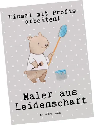 Produktbild von Mr. & Mrs. Panda Postkarte Maler Leidenschaft - Grau Pastell - Geschenk, Gesellenprüfung, Postkarten, Malerbetrieb, Grußkarte, Lustig, Malermeister, Witzig, bildkarte