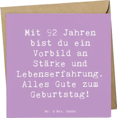 Produktbild von Mr. & Mrs. Panda Grußkarte Spruch 92. Geburtstag Wunder - Lavendeltraum - Geschenk, doppelkarte, personalisierte Geschenke, anlasskarte, faltkarte, Happy Birthday