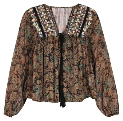 Produktbild von HYPATE damen bluse - schwarz mehrfarben, L