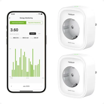 Smart WLAN Stecker 2er-Pack, 3680W, Strommessung, App-Steuerung