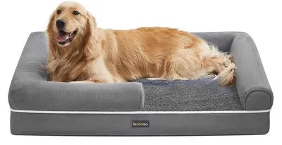 Productafbeelding van Orthopedische Hondenmand Lichtgrijs - 112 X 81 X 18 Cm - Pluche En Noppenschuim - Rechthoekig - Antislip Onderkant - Hondenkussen