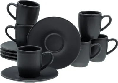 Produktbild von CreaTable, 33044, Soft Touch Schwarz, Espressotassen 12-tlg, Steinzeug