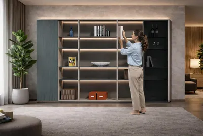 Immagine prodotto di Sistema di scaffali e illuminazione per la libreria del vostro ufficio o soggiorno