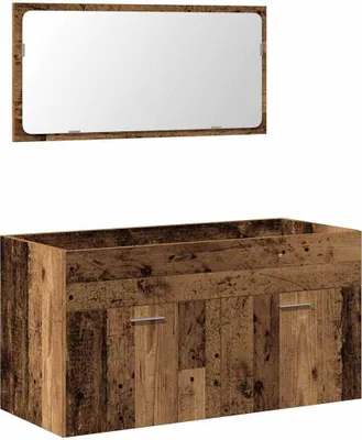 Produktbild von vidaXL Badschrank mit Spiegel Altholz-Optik Holzwerkstoff