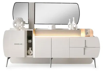 Immagine prodotto di Credenza credenza armadio specchio legno bianco cassettiera moderna