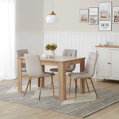 Produktbild von Homestyle4u Essgruppe mit 4 Stühlen Esstisch Esszimmergruppe ausziehbar