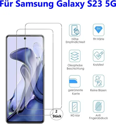 Produktbild von 2 Stück Panzerglas für Samsung Galaxy S23 5G  Display Schutzglas HD Bildschirm Schutzfolie 9H Echt Glas