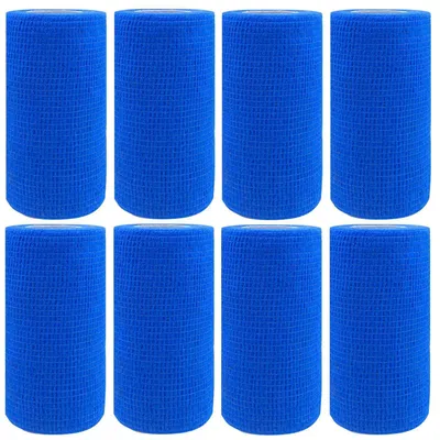 Zdjęcie produktu dla Samoprzylepny opatrunek, 8 rolek, 10 cm x 4,5 m, niebieski, elastyczny, do sportu i dla zwierząt domowych