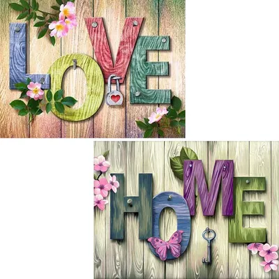 Produktbild von 2 Sätze Diamond Painting mit Zubehör Werkzeuge, 30x40cm 5D DIY Diamond Painting Bilder Set Crystal Strass Stickerei Painting Handwerk Haus Dekoration (Home & Love)