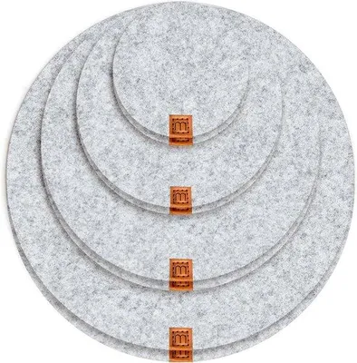 Image de Dessous de verre design en feutre - Dessous de verre premium - Set de 8 - Gris clair - Feutre - 10/15/20/25 cm