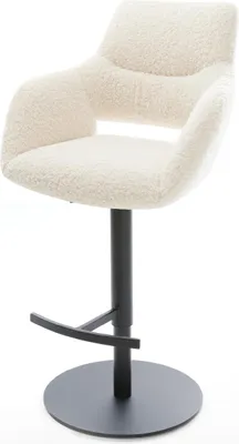 Immagine prodotto di Sgabello da bar DELIFE Yago-Flex Tessuto peluche Beige Base girevole regolabile in altezza Metallo Nero Molle insacchettate