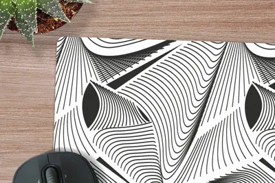 Produktbild von MuchoWow® Schreibtischunterlage Muster - Abstrakt - Schwarz und Weiß 80x40 cm - XXL Mauspad - Gaming Mauspad