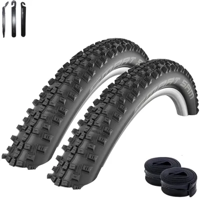 Produktbild von 2 x Schwalbe Smart Sam Performance 27,5 x 2,25 (57-584) schwarz + 2 Schwalbe Schläuche AV19 inkl. Reifenheber