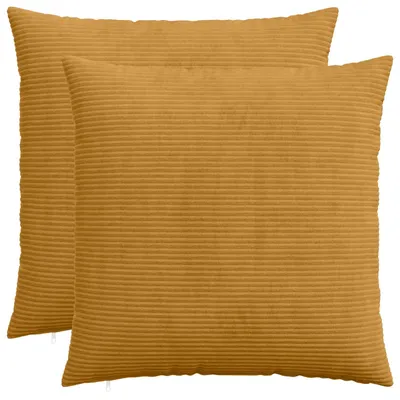 Zdjęcie produktu dla Dwa pokrowce na poduszki, kolor żółty, wymiar 55 x 55 cm, materiał: cord
