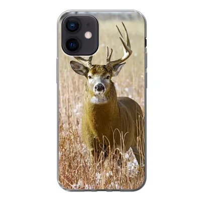 Produktbild von MuchoWow® Handyhülle Schutzhülle Hülle für iPhone 12 Hirsche - Gras - Herbst - Tiere - Natur - Geweih Silikon Softcase Handy Hülle - Schutzhülle