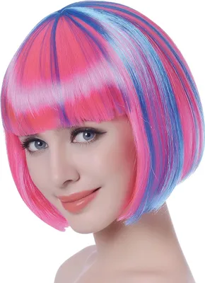 Immagine prodotto di Parrucca corta neon per donna rosa-blu - Taglia unica