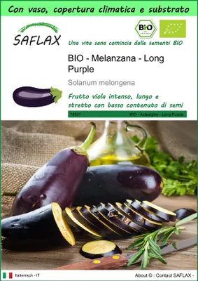 Immagine prodotto di SAFLAX Garden to go - BIO - Melanzana - Long Purple - 20 semi - Solanum