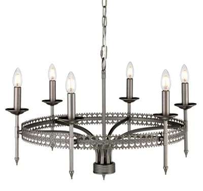Zdjęcie produktu dla Żyrandol Crown szaro-rdzawe żelazo 6xE14x60W metal wym:208,3x72,1x72,1cm IP20 Elstead