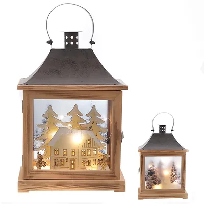 Produktbild von Stimmungsbeleuchtung "Laterne Weihnachten" H 30,5 cm - Winterlandschaft Weihnachtslaterne Stimmungslicht Weihnachten Weihnachtsdeko Laterne