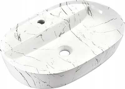 Produktbild von Keramik-Aufsatzwaschbecken Marmor-Optik 50x40x13 Omeble