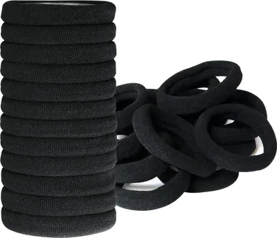 Produktbild von 50 Stück Schwarze Baumwoll-Haargummis, Dick & Elastisch, Nahtlose Pferdeschwanz Halter