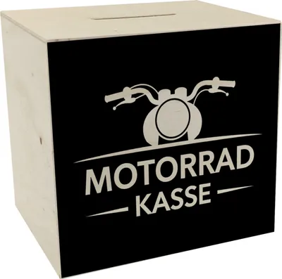 Produktbild von Motorrad Kasse Spardose aus Holz für Biker Fans