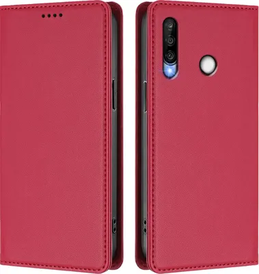 Obrázek produktu pro Kožené pouzdro pro Huawei P30 Lite, magnetické flipové pouzdro zPolyuretankůže se stojánkem Červená
