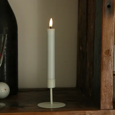 Stabkerzenhalter - Kerzenständer für Tafelkerzen - Metall - H: 7cm - D: 7,5cm - weiß