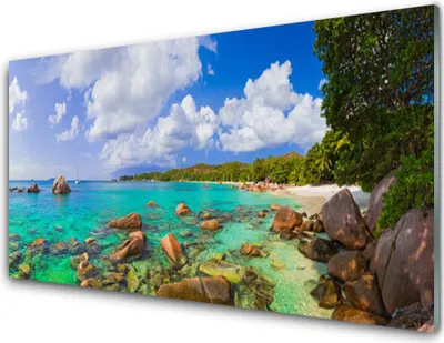 Produktbild von Acrylglasbilder 100x50 Wandbild Druck Meer Steine Bäume Landschaft