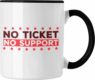 Produktbild von Trendation - Lustige Admin-Tasse  Spruch "No Ticket No Support" Geschenk für IT-Profis IT Techniker (Schwarz)