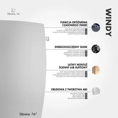 Zdjęcie produktu dla Mission Air Wentylator łazienkowy WINDY 150 S SILVER