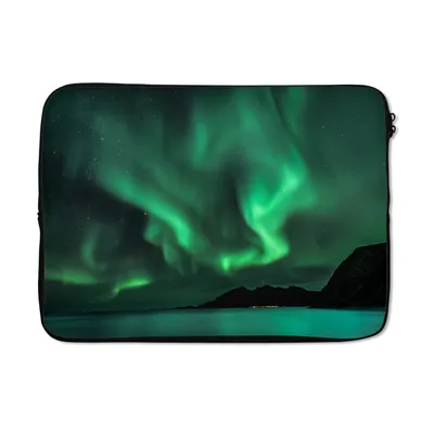 Produktbild von MuchoWow® Laptop Hülle 14 ZollNordlichter - Wasser - Norwegen Laptoptasche - Laptoptasche - Stoßsicher - Schutzhaube