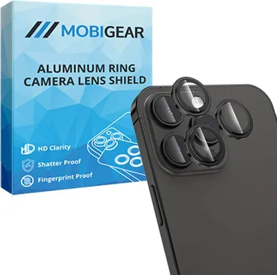 Produktbild von Mobigear Single iPhone 16 Pro Panzerglas Gehärtetes Glas Kameralinsen Schutz - Hüllenfreundlich - Schwarz