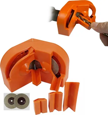 Produktbild von OKWISH Sonstiges Schleifmaschinenzubehör, Bohrer-Schleifgerät für Spiralbohrer, Messer, Fräser und Betonbohrer – Orange, inkl. 2 Schleifscheiben