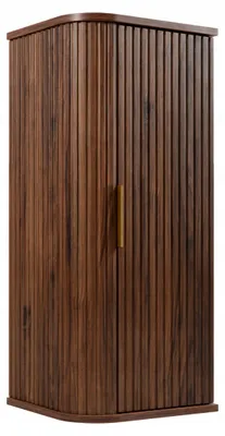 Zdjęcie produktu dla Półsłupek Łazienkowy Szafka Wisząca 79 Cm Dąb Orzech Ryflowane Fronty Mdf