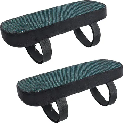 Produktbild von 2er Set Gel Armlehnenpolster Memory-Schaum, Ergonomische Armauflage für Bürostuhl Gamingstuhl - Abnehmbarer Bezug, atmungsaktiv und kühlend