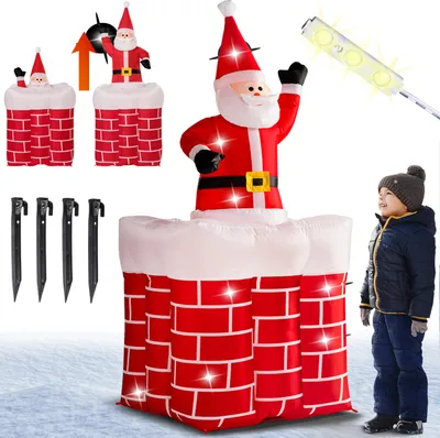 Obrázek produktu pro MONZANA® Nafukovací Otec Vánoc 178 cm vysoký LED osvětlený IP44 vyskočí z komína venkovní Santa Vánoce Vánoční dekorace Vánoční postava