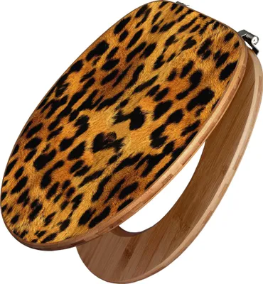 Zdjęcie produktu dla banjado Design Deska sedesowa Bambus 44x38x5cm - Leopard - Pokrywa sedesowa/deska sedesowa Bambus - wysokiej jakości bambusowa pokrywa sedesowa/deska sedesowa z uniwersalnymi zawiasami do wszystkich popularnych toalet