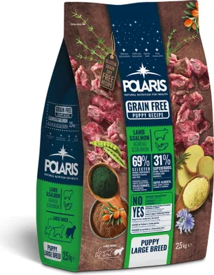 Obrázek produktu pro Polaris bezobilné granule s čerstvým masem Junior Large Breed s jehněčím a lososem 2,5 kg
