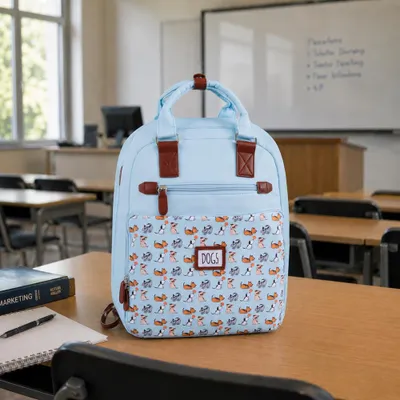 Produktbild von Biggdesign Dogs Laptop-Rucksack für Frauen, wasserdichte Arbeitstasche mit Laptop-Fach, Reiserucksack mit Gepäckhülle, Schulcomputer-Rucksack, 15 Zoll Laptop und Notebook, Anti-Diebstahl, blau