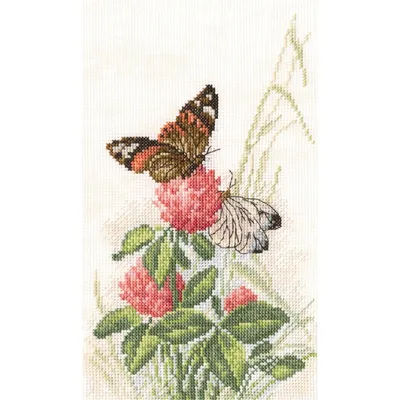 Obrázok produktu pre RTO Súprava na vyšívanie krížikom "Motýle na ďateline" M521, počítaný vzor, 14x23 cm