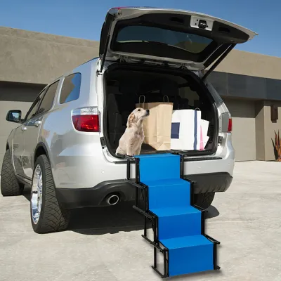 Produktbild von Hundetreppe klappbar Auto Hunde Treppen Haustiertreppe Hunderampe blau