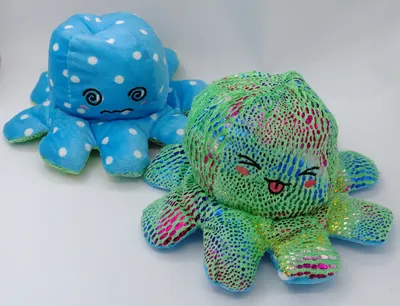 Produktbild von Niedliches Oktopus 20cm Plüschtier Wendeoktopus Octopus Kuscheltier kreative Spielzeuggeschenke für Kinder, Erwachsene, Freunde und Familie Glitzerstoff Farbe: grün/blau